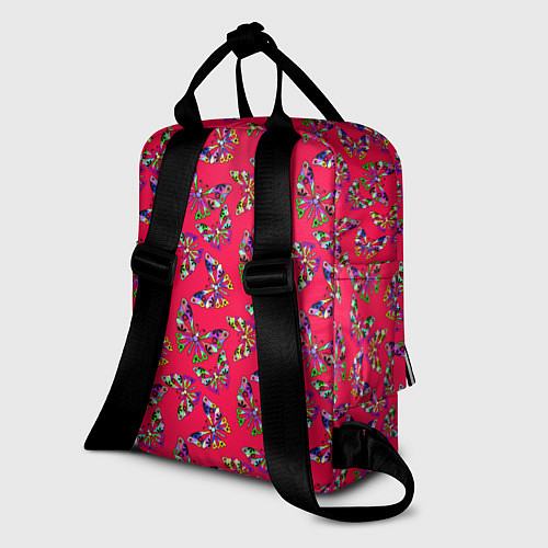 Женский рюкзак Бабочки на красном фоне / 3D-принт – фото 2