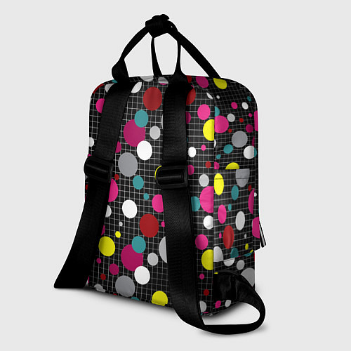 Женский рюкзак Разноцветный горох на черном / 3D-принт – фото 2