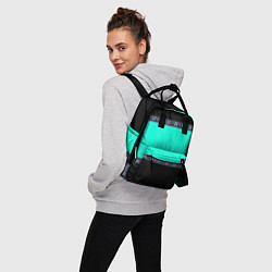 Рюкзак женский Черно-бирюзовый узор, цвет: 3D-принт — фото 2