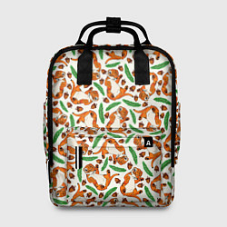 Рюкзак женский Тигрята, еловые ветки и желуди, цвет: 3D-принт