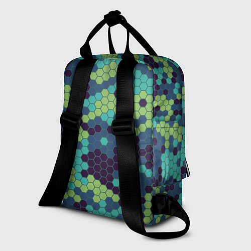 Женский рюкзак Зеленые соты в мозаике / 3D-принт – фото 2