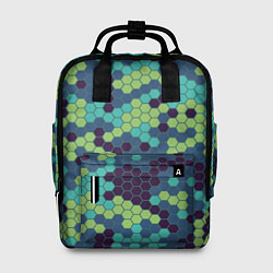 Рюкзак женский Зеленые соты в мозаике, цвет: 3D-принт
