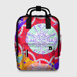 Женский рюкзак Яркий абстрактный зимний дизайн из снежинок