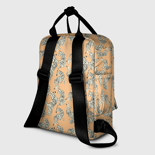 Женский рюкзак Тигры на оранжевом паттерн / 3D-принт – фото 2