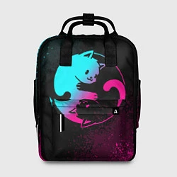 Рюкзак женский ИНЬ ЯНЬ НЕОНОВЫЕ КОТИКИ, цвет: 3D-принт
