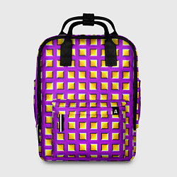 Рюкзак женский Фиолетовый Фон с Желтыми Квадратами Иллюзия Движен, цвет: 3D-принт