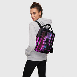 Рюкзак женский Ночной город в киберпанке, цвет: 3D-принт — фото 2