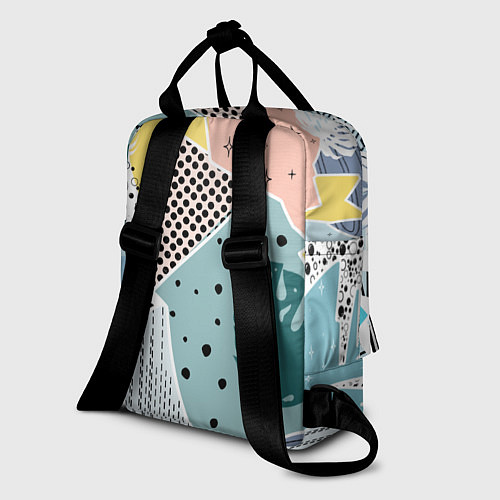 Женский рюкзак Абстрактный узор с пальмовыми листами и геометрией / 3D-принт – фото 2