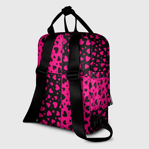 Женский рюкзак Черно-Розовые сердца / 3D-принт – фото 2