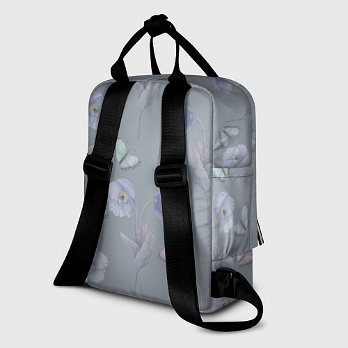 Женский рюкзак Бабочки и цветы голубого мака / 3D-принт – фото 2