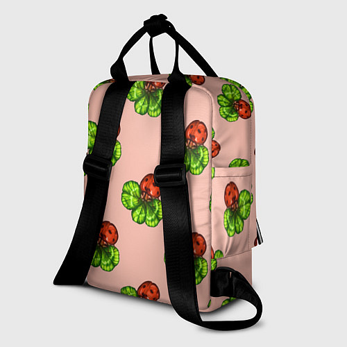 Женский рюкзак Божья коровка и клевер на розовом / 3D-принт – фото 2