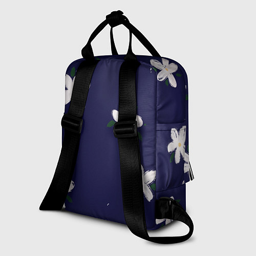 Женский рюкзак Белые ромашки на синем фоне / 3D-принт – фото 2