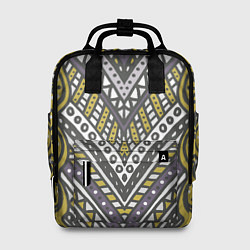 Женский рюкзак Абстрактный узор в стиле дудл Желтый, серый и белы