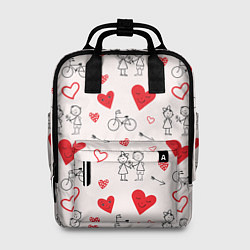 Рюкзак женский Романтические сердечки, цвет: 3D-принт