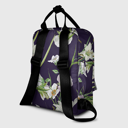 Женский рюкзак Цветы Белые / 3D-принт – фото 2