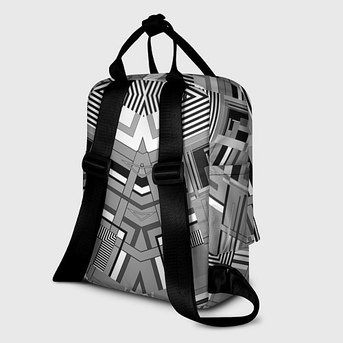 Женский рюкзак Черно белый современный геометрический узор Симмет / 3D-принт – фото 2