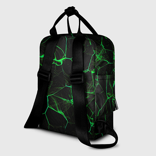 Женский рюкзак Абстракция - Черно-зеленый фон - дым / 3D-принт – фото 2
