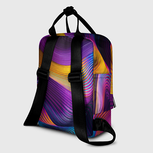 Женский рюкзак Абстрактная волновая композиция Неоновые полосы Ab / 3D-принт – фото 2