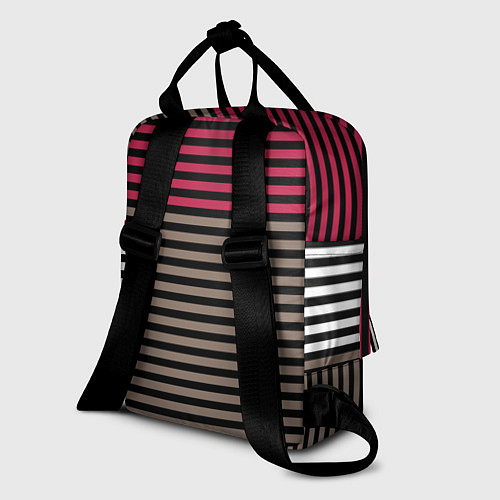 Женский рюкзак Красно-коричневый полосатый узор / 3D-принт – фото 2