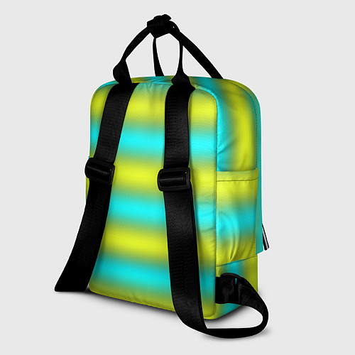 Женский рюкзак Бирюзово-желтые неоновые полосы / 3D-принт – фото 2