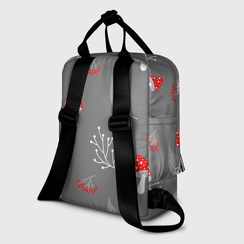 Женский рюкзак Грибочки на сером фоне, паттерн / 3D-принт – фото 2