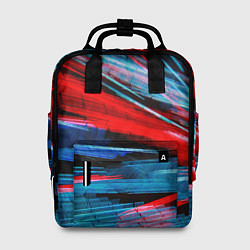 Рюкзак женский Неоновые прерывающиеся линии - Красный и голубой, цвет: 3D-принт