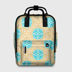 Рюкзак женский Желтые и голубые круговые узоры, цвет: 3D-принт