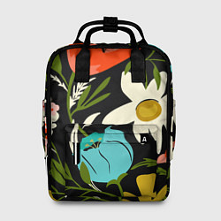 Рюкзак женский Яркие цветы на фоне тёмной летней ночи, цвет: 3D-принт