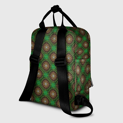 Женский рюкзак Коричневые круги на зеленом фоне / 3D-принт – фото 2