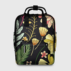 Женский рюкзак Яркие цветы на фоне тёмной летней ночи!