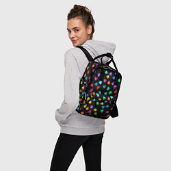 Рюкзак женский Сердечки разноцветные на черном, цвет: 3D-принт — фото 2