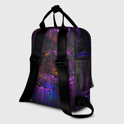 Женский рюкзак Неоновые лучи и листья - Фиолетовый / 3D-принт – фото 2