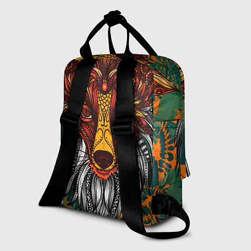Женский рюкзак Рыжая Лиса африканский узор Разноцветная лисичка / 3D-принт – фото 2