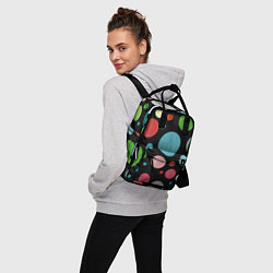 Рюкзак женский Разноцветные круги на чёрном фоне, цвет: 3D-принт — фото 2