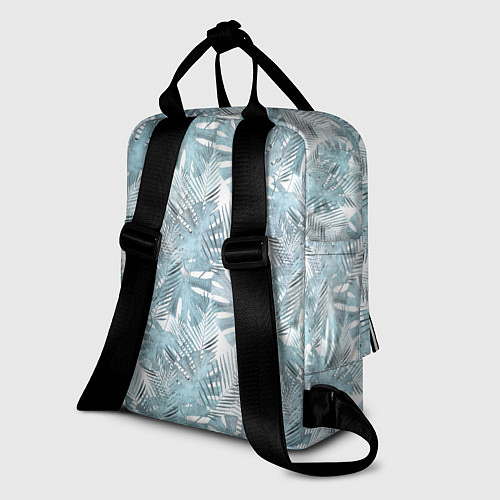 Женский рюкзак Голубые листья пальмы на белом / 3D-принт – фото 2