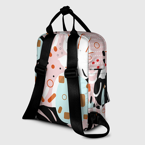 Женский рюкзак Абстрактные фигуры с пальмовыми листами на розовом / 3D-принт – фото 2