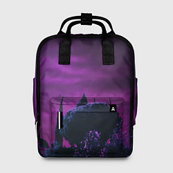 Женский рюкзак Ночное сияние в тёмном лесу - Фиолетовый