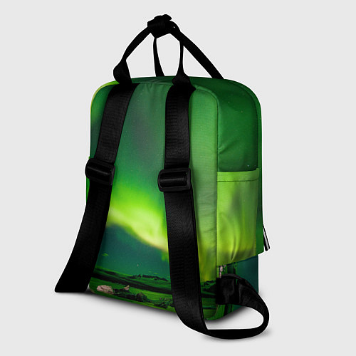 Женский рюкзак Абстрактное полярное сияние - Зелёный / 3D-принт – фото 2