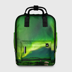 Рюкзак женский Абстрактное полярное сияние - Зелёный, цвет: 3D-принт
