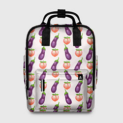 Рюкзак женский Баклажаны и персики паттерн, цвет: 3D-принт
