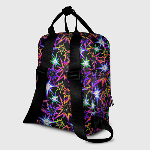 Женский рюкзак Неоновые звезды на черном / 3D-принт – фото 2