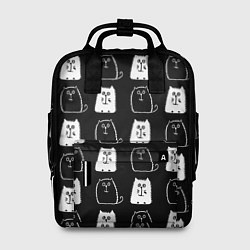 Рюкзак женский Милые Чёрные и Белые Коты, цвет: 3D-принт