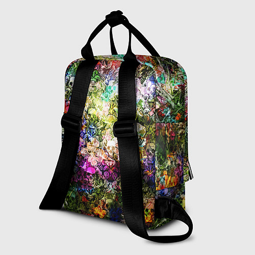 Женский рюкзак Цветы на черепах / 3D-принт – фото 2