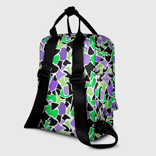 Женский рюкзак Зелено-фиолетовый абстрактный узор / 3D-принт – фото 2
