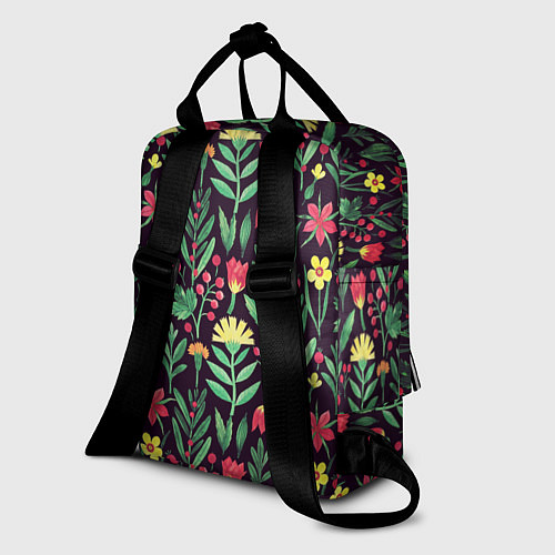 Женский рюкзак Цветочный акварельный паттерн / 3D-принт – фото 2