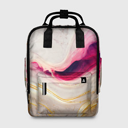 Рюкзак женский Золотые и розовые мраморные узоры, цвет: 3D-принт