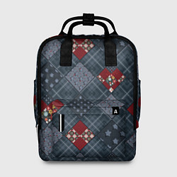 Женский рюкзак Red and blue denim patchwork