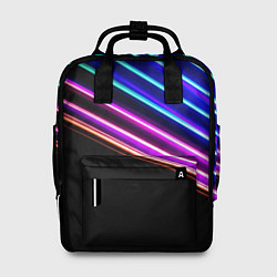 Рюкзак женский Неоновые полосы на черном, цвет: 3D-принт