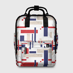 Рюкзак женский Геометрический узор Орион красно-синий на белом, цвет: 3D-принт
