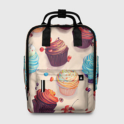 Рюкзак женский Капкейки на разный вкус, цвет: 3D-принт